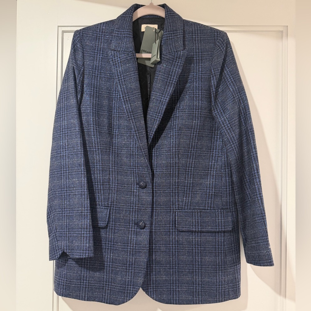 NWT Blue Zadig & Voltaire Viva Car Shimmer Blazer - Picture 5 of 10